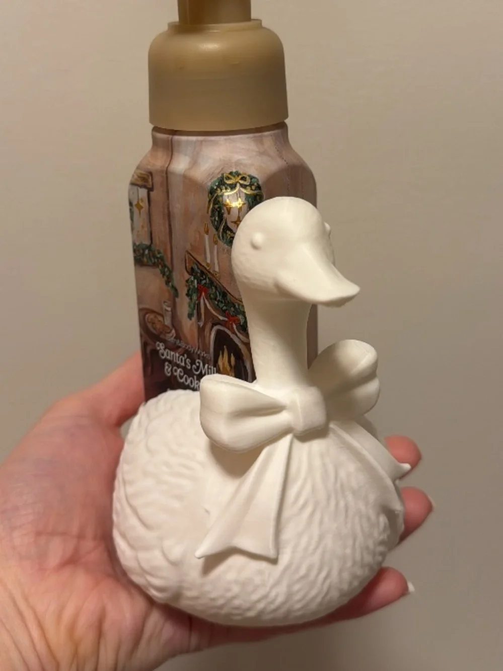 3D printed Goose with Bow for Bath and Body Foaming Hand Soap
